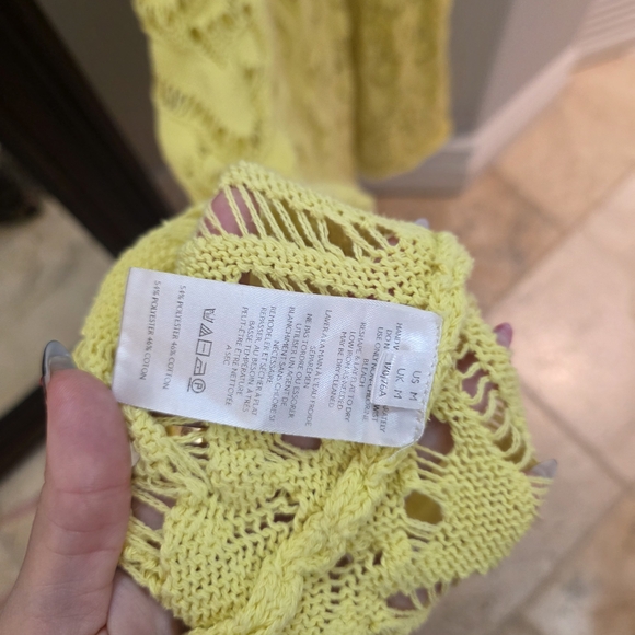 FP Beach Bianca Midi Yellow Crochet Beach Cover-Up Dress Medium Free People - Picture 6 of 9